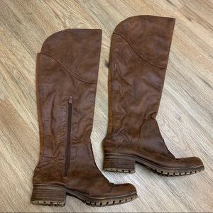 Lucky Brand Women Mid-calf Boots Brown Size: 7.5